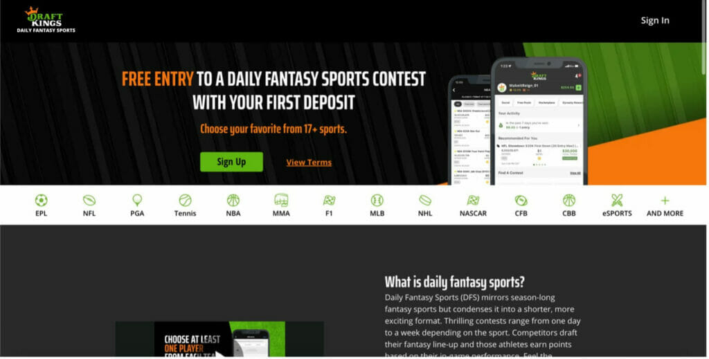 DraftKings Indiana Screenshot